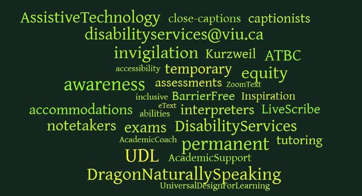 Wordle with many Assistive Technology terms