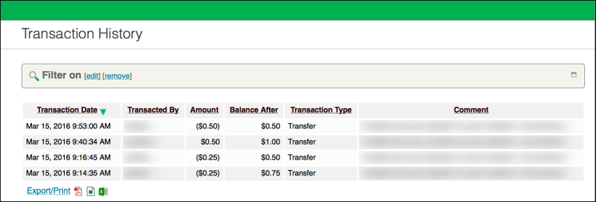 Check Transaction History