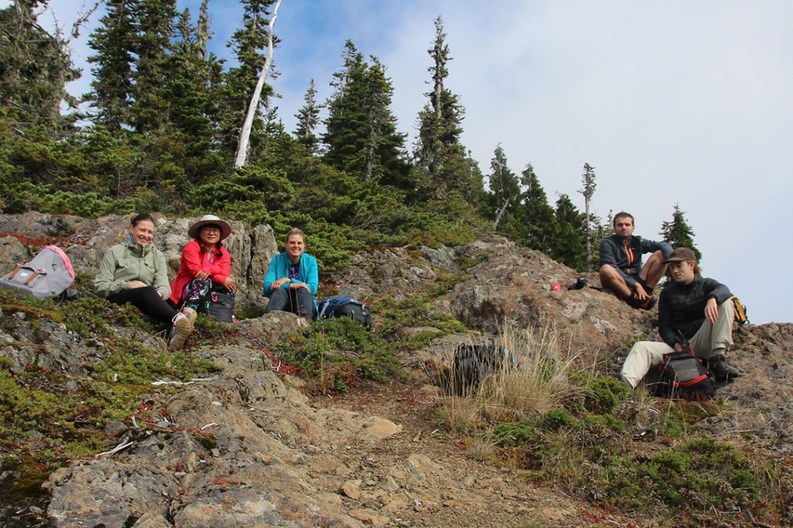 VIU students relax while hiking on Vancouver Island