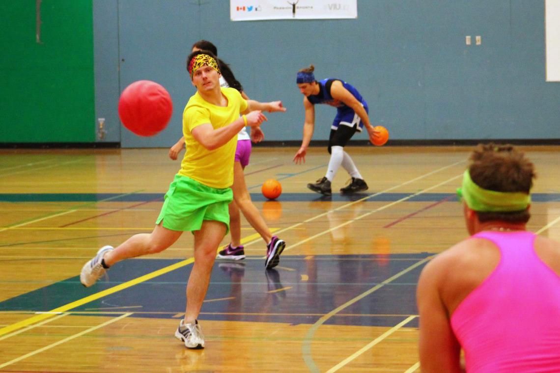 VIU students play dodgeball at the VIU Gym