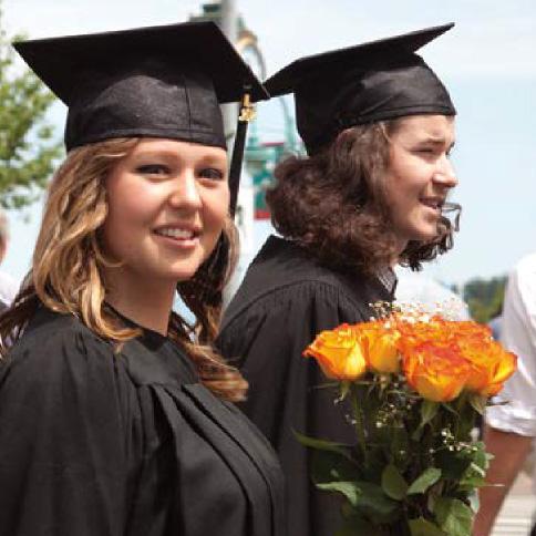 VIU grads with flowers