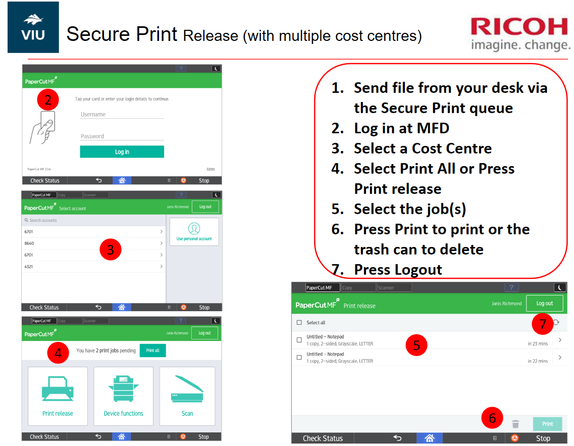 Ricoh Multiple Cost Center