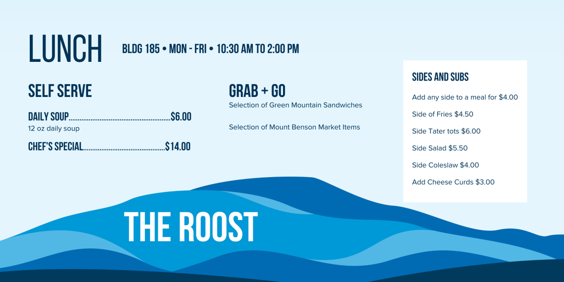 The Roost Lunch Menu 2