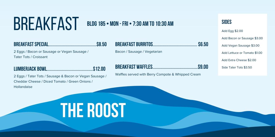 The Roost Breakfast Menu