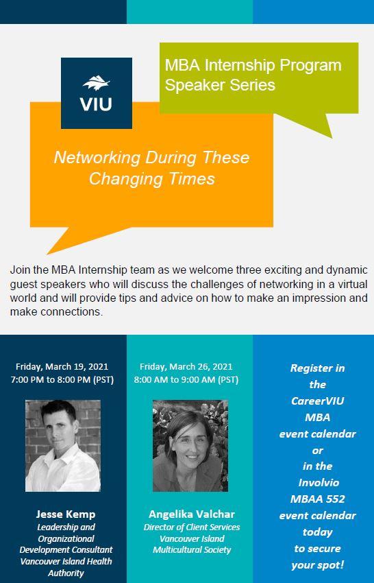 Speaker Series event poster showing images of our guest speakers Jesse kemp and Angelika Valchar 