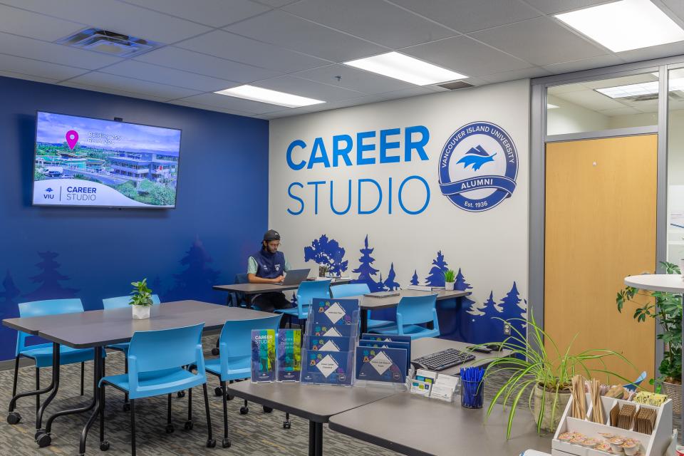 A photo of the interior of the VIU career studio