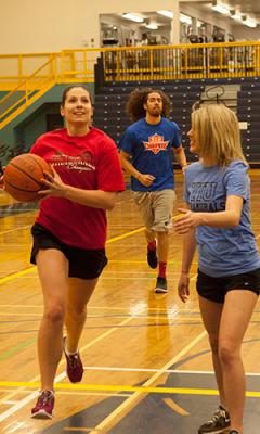 VIU Student playing basketball for health and wellness