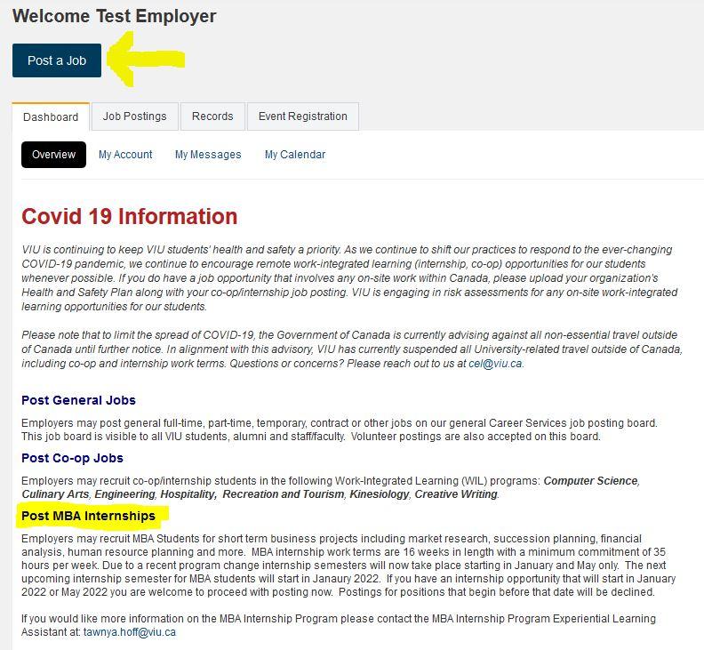 CareerVIU employer dashboard