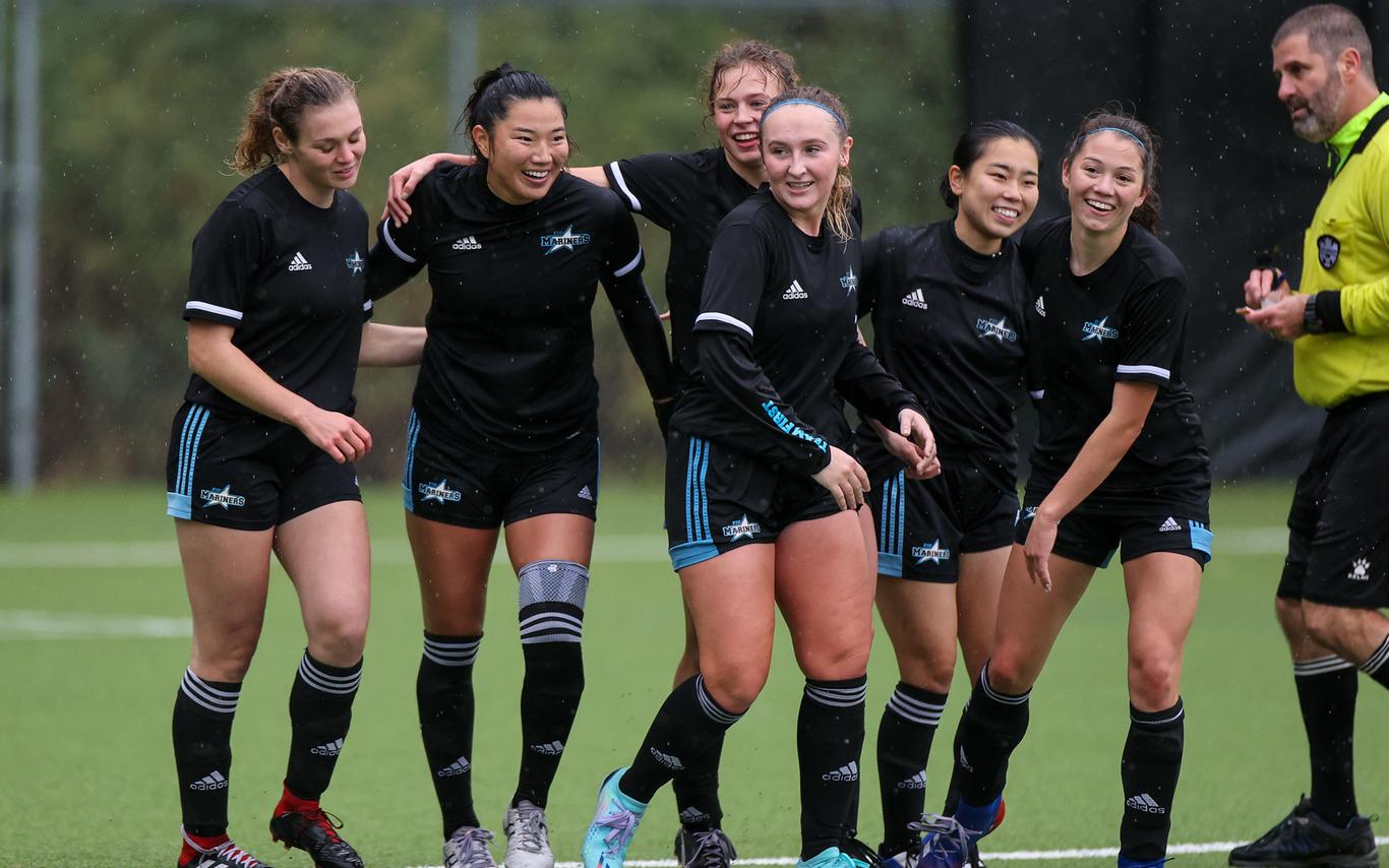 VIU Women's Soccer Team Celebrating