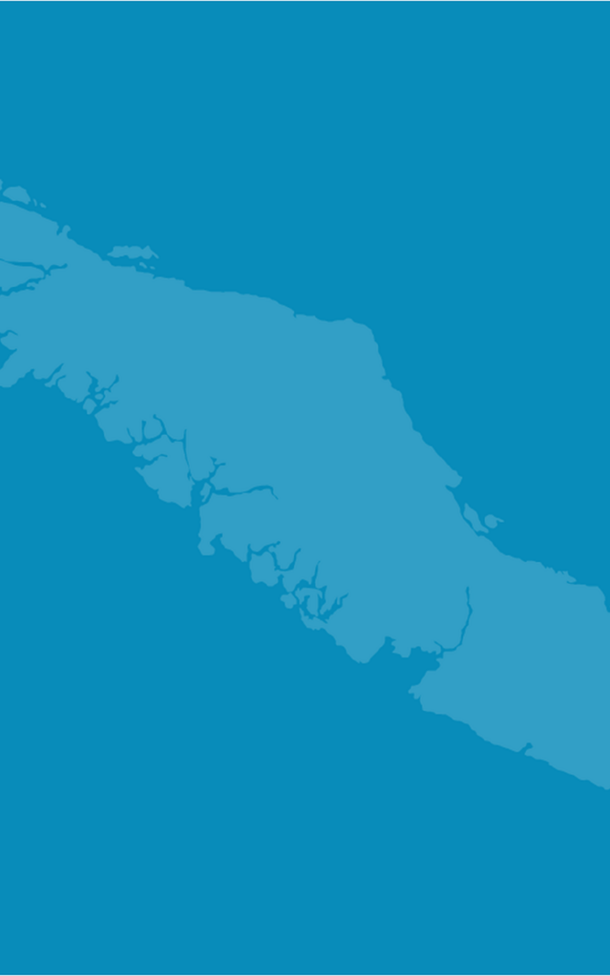 An image of Vancouver Island on a blue background