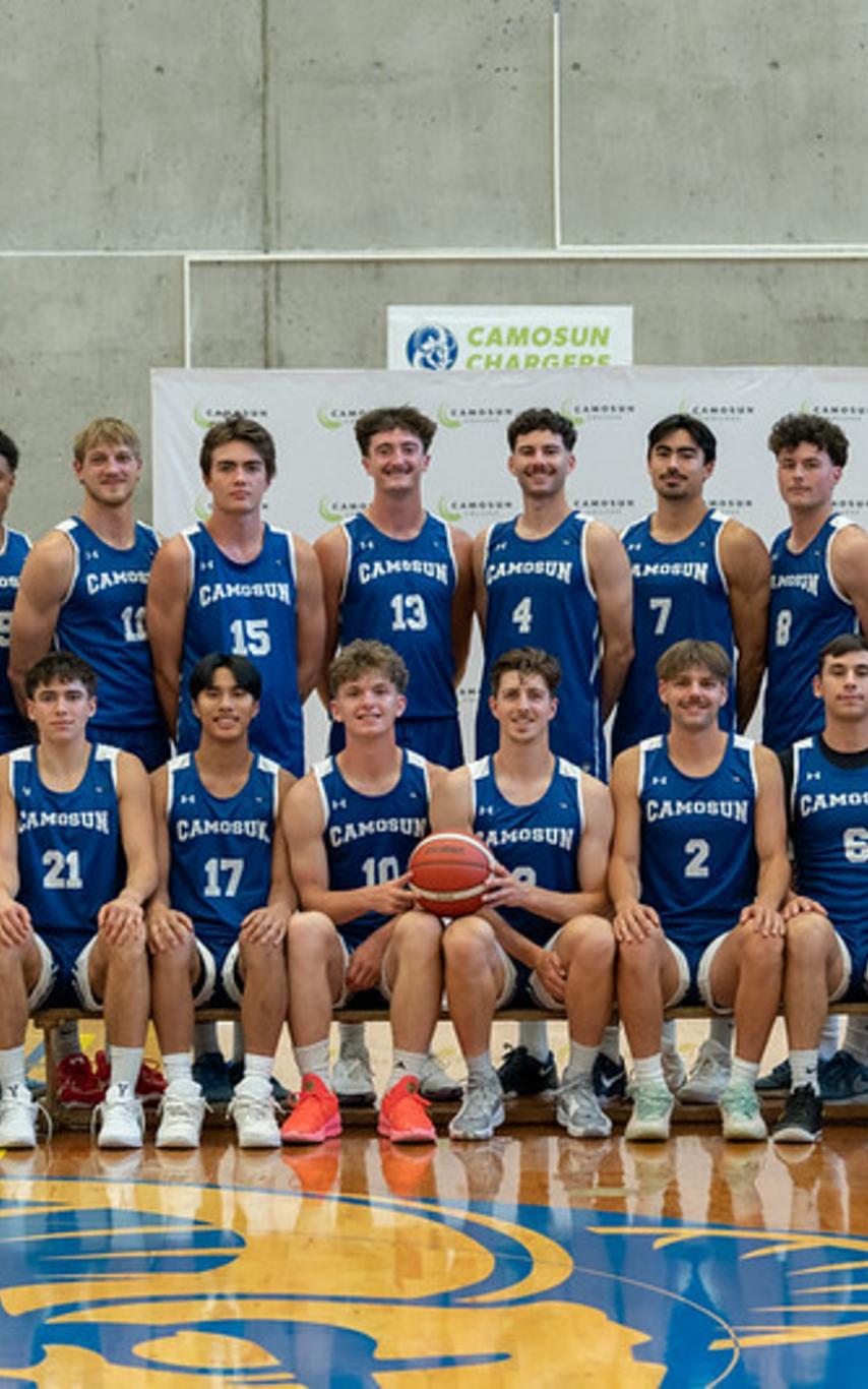 Basketball players in blue uniforms