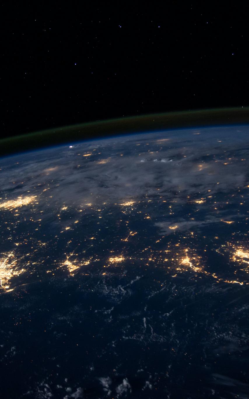 The world seen from space with lights of cities visible